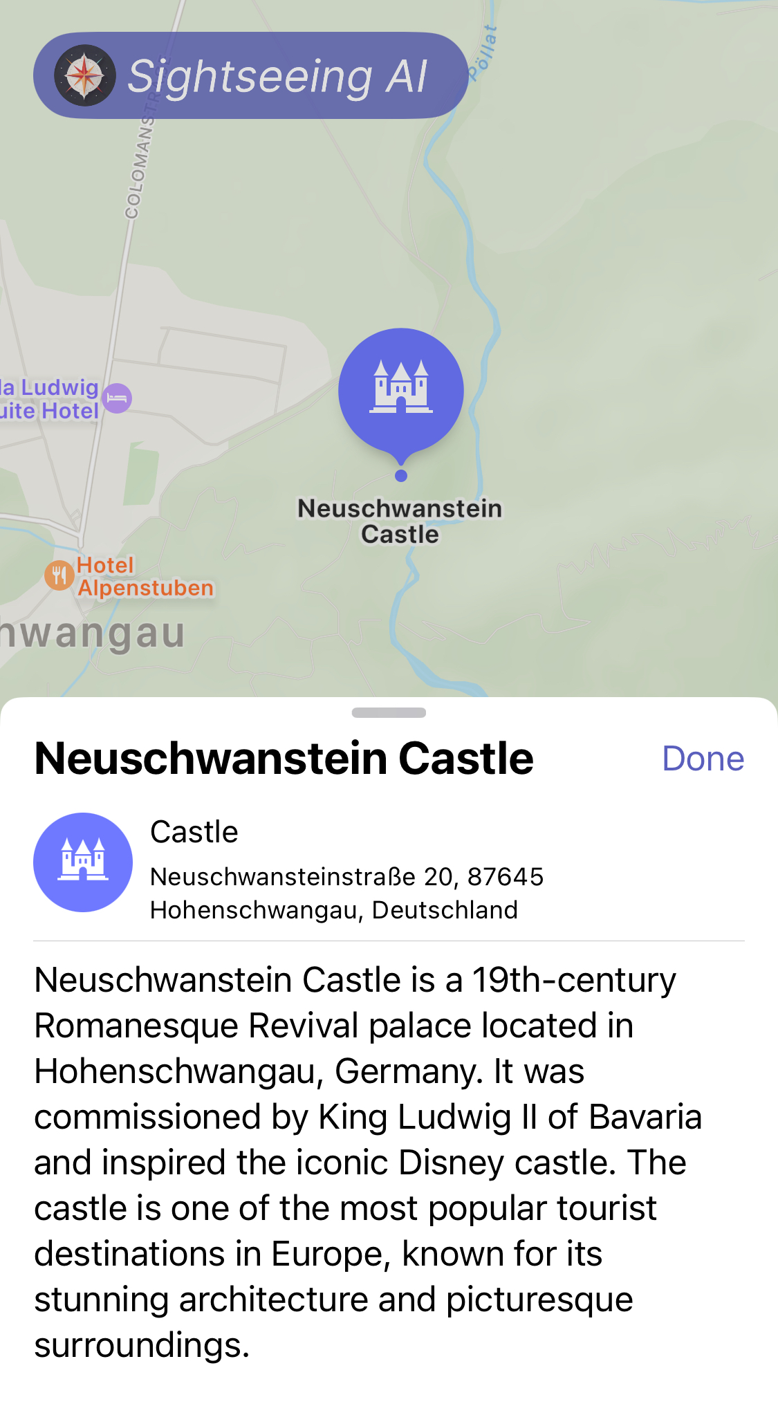 Sightseeing AI App Interface